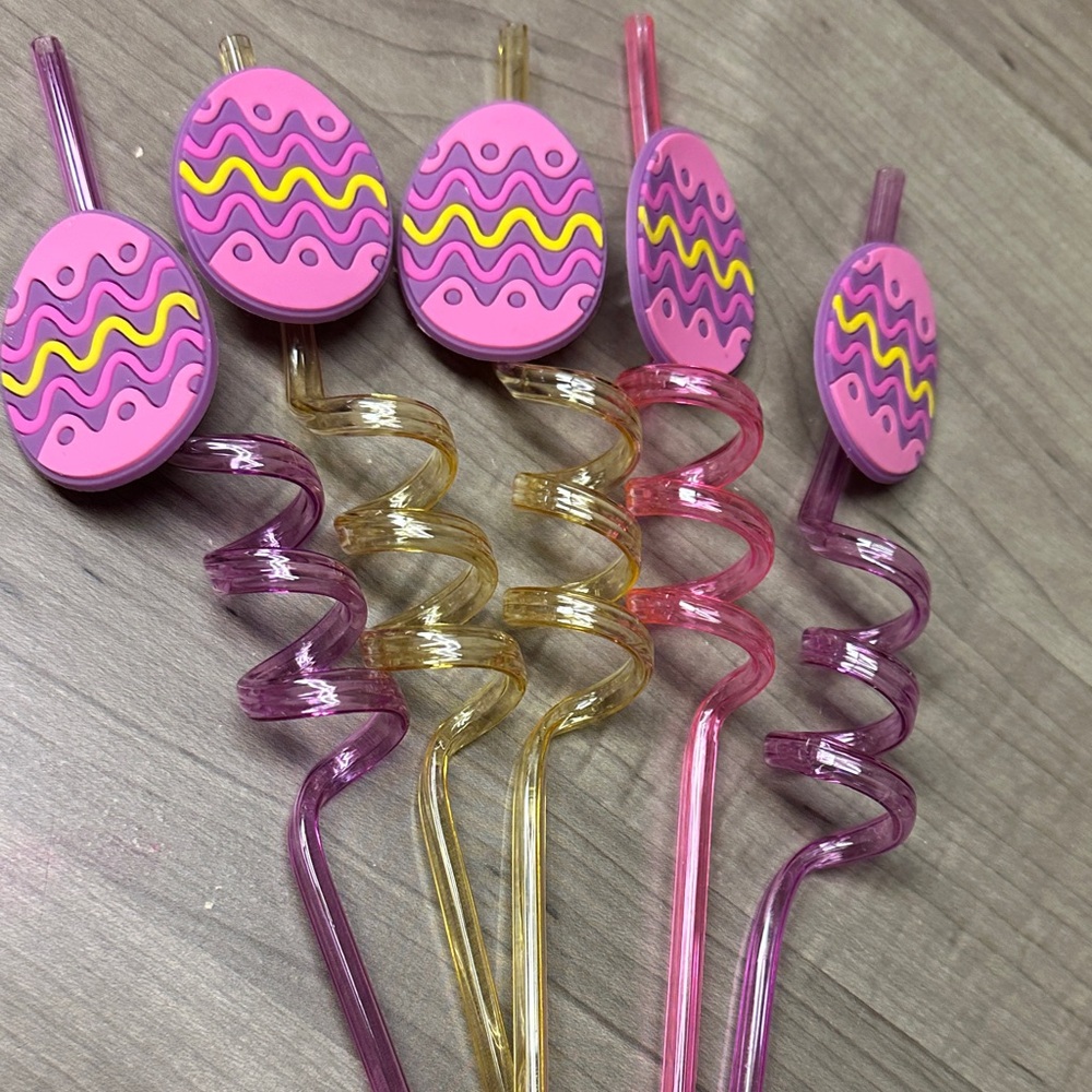 ❣️5|$25❣️5! Easter Egg Swirl Straws - Pink and Yellow